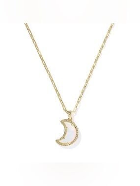 Pandora Gold Crescent Moon Necklace with Iridescent Inlay